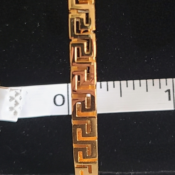 Versace Greca Slide Bracelet, Adjustable, Blue | Goldtone, NIB - Picture 13 of 15